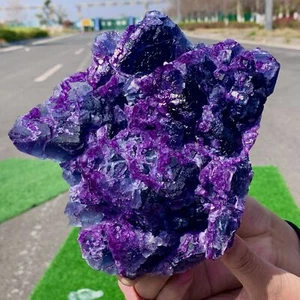 3.28LB Natural transparent purple Blue fluorite mineral crystal sample/China - Picture 1 of 20