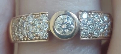 Damenring ~ 585 Gold ~ 37 Brillanten LR ~ zus. ca. 0,70 ct ~ Gr 19 - Bild 1 von 2