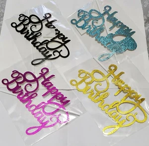 Set of 4 Happy Birthday Cake Toppers, Glitter Cardstock, Free Ship from NYC - Picture 1 of 5