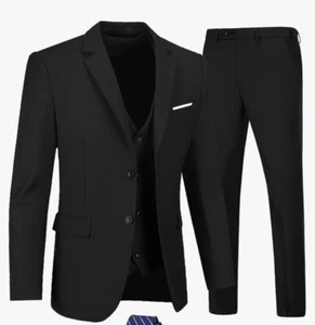 Men's Suits 3 Piece Slim Fit Suit Set,Two Button Wedding Business Tuxedo SzL - Picture 1 of 3