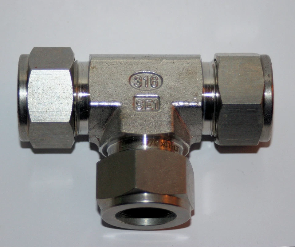 3/4" OD Tube SS Tee Compression Fitting Ham-Let LET-LOK 764L3/4 - Image 1 of 4