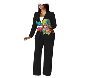 Women Elegant Two Piece Set Long sleeve straight pants jacket - Picture 1 of 2