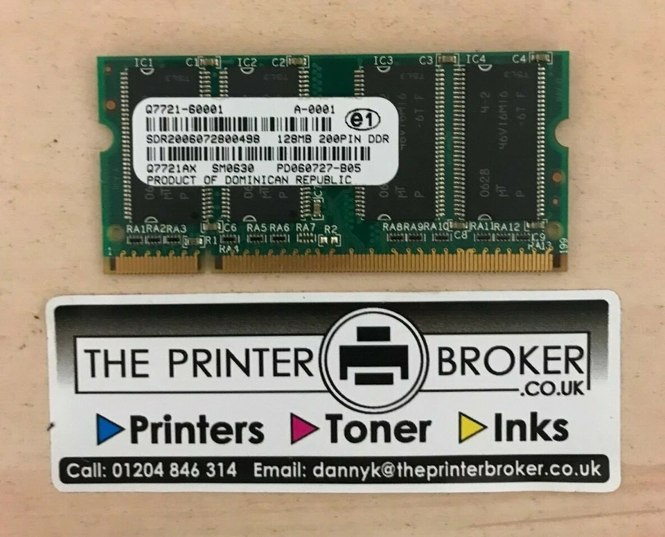 HP LaserJet 4700 5500 128MB 200 Pin DDR Memory Card Q7721AX Q7721-60001 - Image 1 of 1