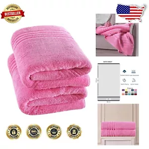 Premium 35" x 70" Pink Bath Sheets 2 Pack – Luxurious & Machine Washable - Picture 1 of 7