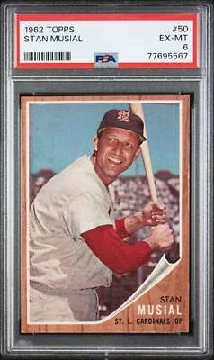 1962 Topps #50 Stan Musial PSA 6 Cardinals (5567) Foto 1 de 2