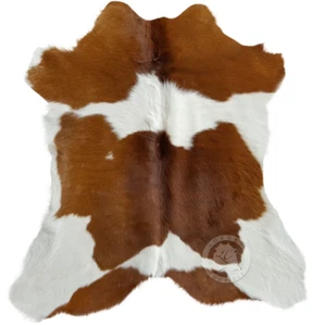 Real Calfskin Rug Brown and White - Size 3-3.5 x 3-3.5' - Picture 1 of 5