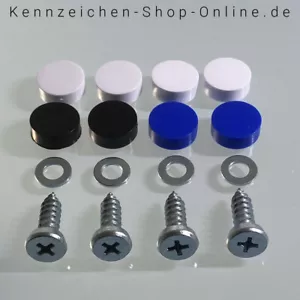 Nummernschild Kennzeichen Schrauben 5,5 x 16 Set Kappen - Bild 1 von 3