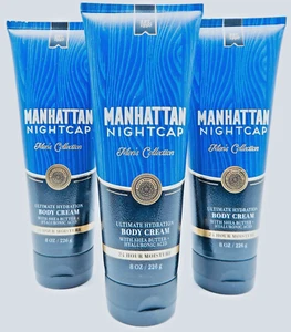 3 BATH & BODY WORKS MEN'S COLLECTION MANHATTAN NIGHTCAP HYDRATION BODY CREAM 8oz - Picture 1 of 16