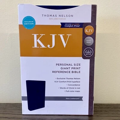 KJV Reference Bible Zondervan Giant Print Red Letter NEW Navy Leathersoft 2017 - Image 1 of 4