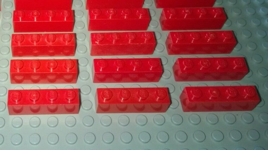 LEGO Baustein 12 Stück 3010 rot 1x4 Steine System City Hausbau Space Einer - Bild 1 von 1