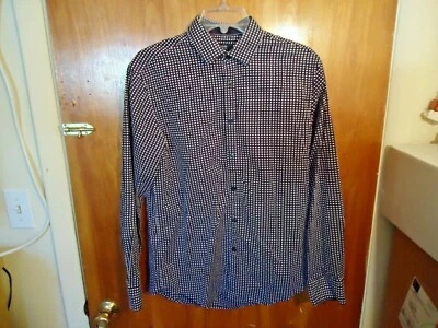 Para Hombres Alfani Talla S Calce Regular Blanco y Negro Vestido a Cuadros/Camisa Informal  Foto 1 de 4