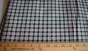 GREEN BURGUNDY & TAN PLAID   100% COTTON FABRIC  TRADITIONS  2 YARDS - Picture 1 of 2