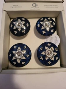 CASA DECOR CERAMIC Drawer Knobs / Pulls Set of 4 NEW in box. HANDMADE in India! - Picture 1 of 3