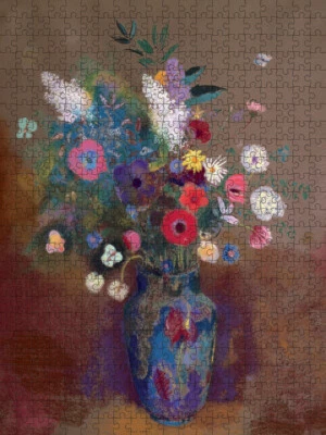 Pomegranate Bouquet of Flowers 500 Piece Jigsaw Puzzle By Odilon Redon - Image 1 of 2