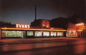 Davenport IA Evans Cleaners & Launderers Billboard Night View Postcard - Picture 1 of 2