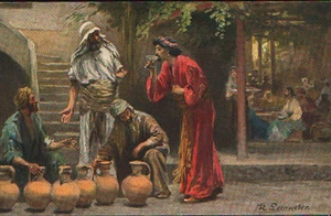RELIGIOUS POSTCARD 1920 NEW TESTAMENT THE MARRIAGE OF CANAAN POSTKARTE CCR122 - Imagen 1 de 1