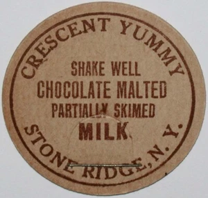 Vintage milk bottle cap CRESCENT YUMMY Chocolate Stone Ridge New York unused - Picture 1 of 2