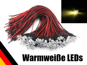 50 Stück (mit Vorwid) fertig verkabelte LED 3mm warmweiß für Hausbeleuchtung 12V - Bild 1 von 5