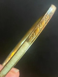 Brazalete Brazalete Vintage/Antiguo Floral Tono Dorado Imitación Marfil Incrustación Art Deco Celuloide - Imagen 1 de 24