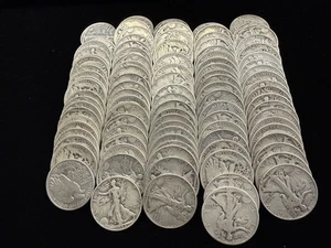 50 $ Gesicht 90% Silber Liberty Walking Half Dollars (100 Münzen) - Bild 1 von 8