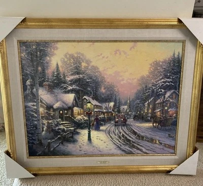 THOMAS KINKADE “VILLAGE CHRISTMAS” FRAMED SIGNED 57/80 New Old Stock - Image 1 of 4