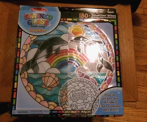 (2) LOT OF Melissa & Doug Stained Glass Dolphin Kids  Activity Window Art Age 5+ - Picture 1 of 2