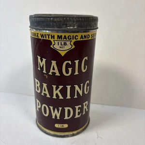 Polvo mágico para hornear de colección lata publicitaria 1 lb etiqueta de papel Montreal Toronto - Imagen 1 de 10