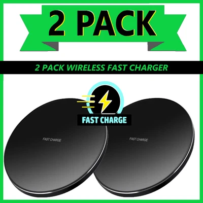 2 Pack Wireless Fast Charger Stand Dock Cradle for Apple iPhone Samsung Galaxy - Image 1 of 4