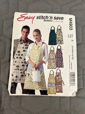 McCall's Easy Stitch 'n Save 4903 Aprons in 3 Styles Unisex S-XL Pattern Uncut - Image 1 of 4