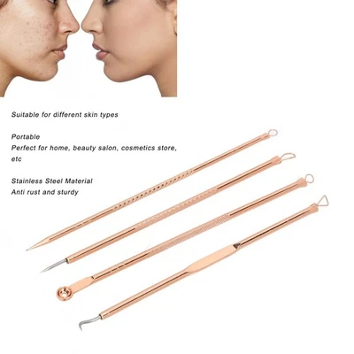 4 Set Pimple Blackhead Remover Comedones Extractor Tool Kit Professional Sta ISP - Imagen 1 de 4