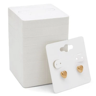 200-Pack Hanging Earring Card Holder, Paper Cards for Ear Studs, 2"x 2", White - Image 1 of 4