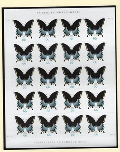 2013 66 Cent Spicebush Butterfly full Sheet of 20, Scott #4736, Mint NH - Bild 1 von 1