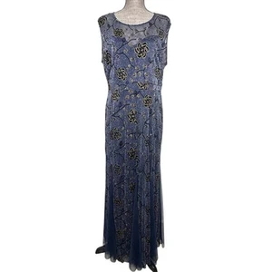Maxi Vestido De Colección Y2K Candalite Para Mujer Talla XL Azul Dorado Malla Metálica Superposición Formal - Imagen 1 de 5