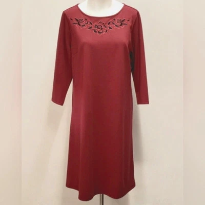 Bob Mackie Wearable Art Dress, Embroidered Floral Neckline, Size Medium - Image 1 of 4