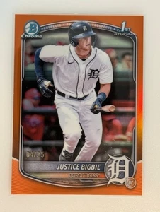 Justice Bigbie 2025 Bowman Chrome 1st Bowman TRUE Orange /25 Tigers - Bild 1 von 2
