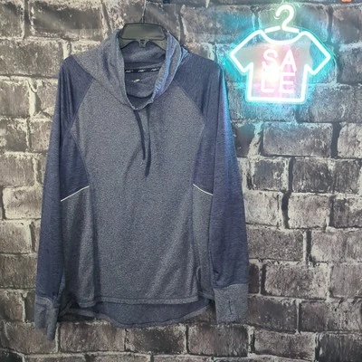 Avia Active Wear Long Sl Pullover Drawstring Top Blue/Gray Women's Size XL [LF9] - Image 1 of 4