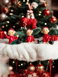 1950er Zelluloid Kunststoff Pixie Junge Weihnachten Elfe Figur posiert MCM 1" 7/8 - Bild 1 von 7