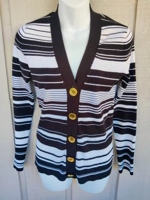 Cárdigan, suéter, chaqueta Michael Kors para mujer a rayas negras/blancas talla M  Foto 1 de 4