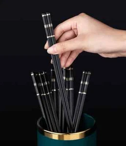 Chinese Japanese Korean Reusable Chopsticks Sushi Sticks Alloy Made 5 Pairs - Picture 1 of 7