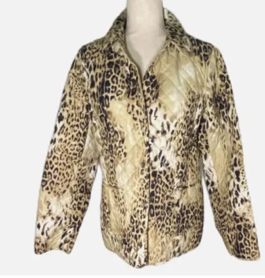 Chaqueta Mujer DANA BUCHMA Acolchada Puffer Leopardo Chaqueta Forrada - Talla M Foto 1 de 4