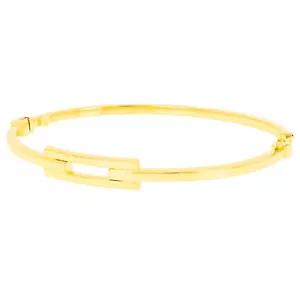 Brazalete rectangular hueco de oro amarillo 14k italiano 7" 6,6 mm 4,1 gramos - Imagen 1 de 4