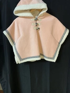 Artisan NY Pink Suede Fleece Lined Hooded Toggle Button Poncho Girls Size 5 NWT - Picture 1 of 10