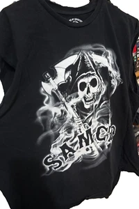 Camicia smanicata Sons Of Anarchy ufficiale nera SAMCRO Reaper TG 2XL - Foto 1 di 3