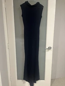 Pia Gladys Perey Navy Full Lgth Evening Bridesmaid Ball designer dress Sz8 Train - Picture 1 of 10