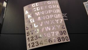 52 Buchstaben + 20 chrome  Klebezahlen 1,0 cm Hoch  Aufkleber Silber Chrom NEU
