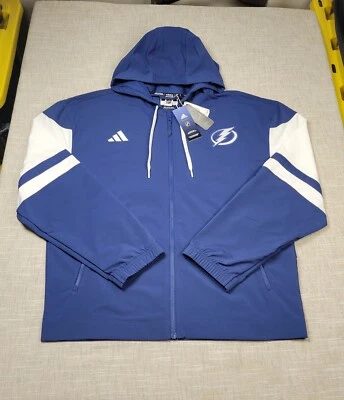 Adidas NHL Tampa Bay Lightning Jacket Large Mens Blue White Hooded Full Zip - Image 1 of 4