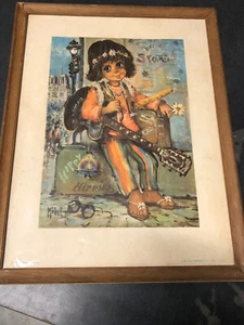 Michel Thomas Le Hippy 1968 Print Krisarts Paris France Framed 17x13 - Picture 1 of 9