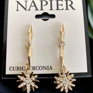 NAPIER Mid Century Celestial Skies Starburst Gold/Klar Kristall Ohrhänger - Bild 1 von 1