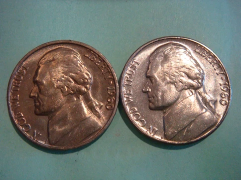 1960 P 1960 D  Jefferson Nickels - XF+ to AU, nice album fillers Cover