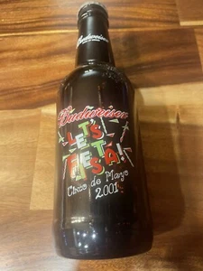 Sammlerstück Cinco de Mayo Let's Fiesta Budweiser Glas Bierflasche Krug 2001 - Bild 1 von 8